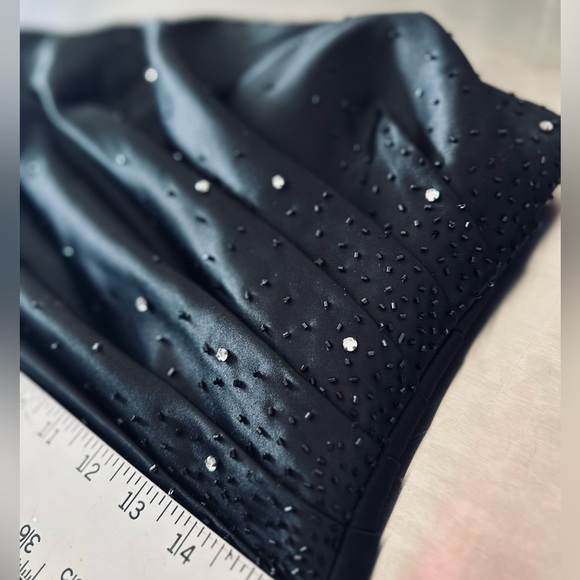 Nordstrom Formal Strapless Dress Black White Satin Gown With Tool SZ 13/14 NEW - Picture 8 of 16